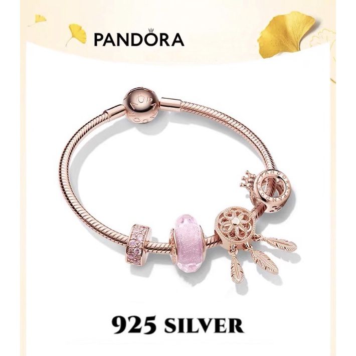 Pandora สร้อยข้อมือ กำไล ลูกปัดอัญมณี สร้อยข้อมือคู่ Soft Pink Dreamland Bracelet ของแท้ 100%潘朵拉手镯